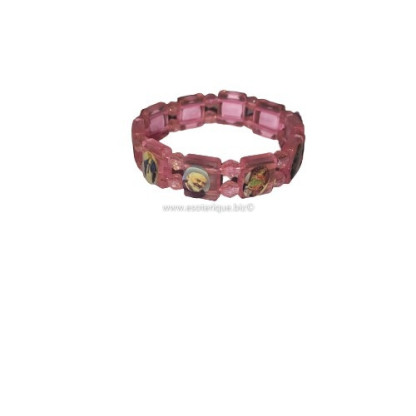 BRACELET ACRYLIQUE MULTISAINTS  TRANSPARENT ROSE