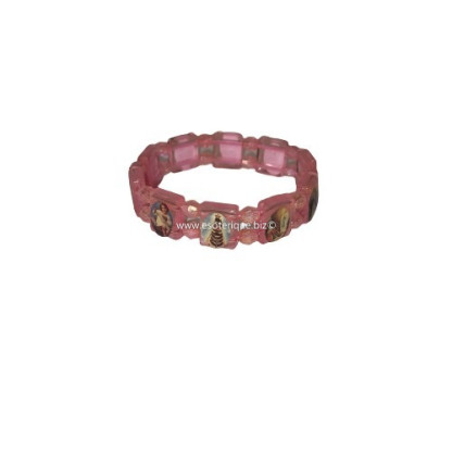 BRACELET ACRYLIQUE MULTISAINTS  TRANSPARENT ROSE