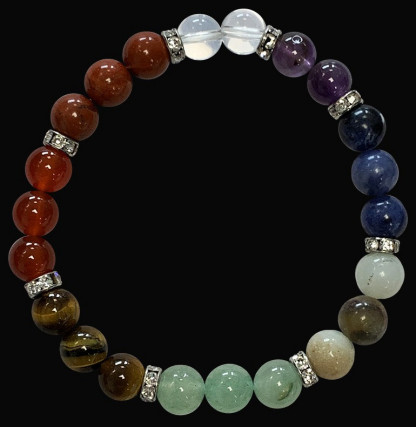 Bracelet en pierre 7 chakras perles de 8mm