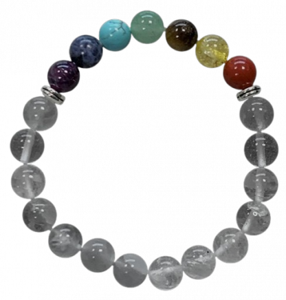 Cristal de Roche + 7 Chakras - Bracelet en pierre naturelle 6mm