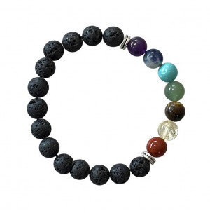 Bracelet Pierre de Lave + 7 Chakras pierres de 8mm