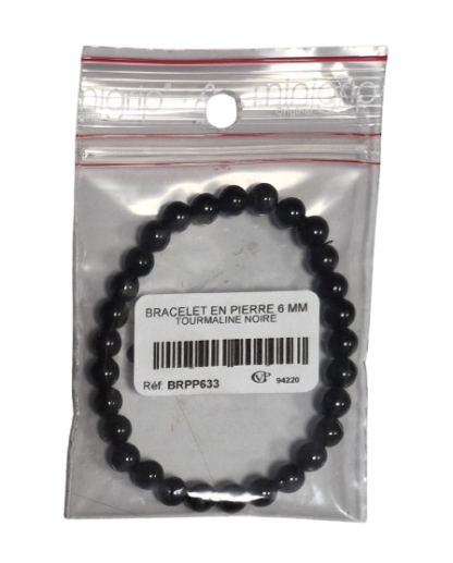 BRACELET Tourmaline Noir - Pierre Naturelle 6 mm