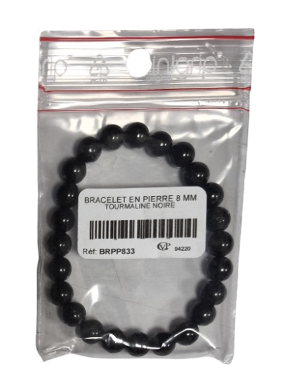BRACELET Tourmaline Noir - Pierre Naturelle 8 mm