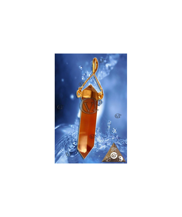 PENDENTIF BITERMINE CORNALINE MONTURE DOREE (PPC010)