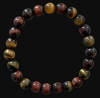 Bracelet en pierre Œil de Tigre Multicolore perles de 8mm