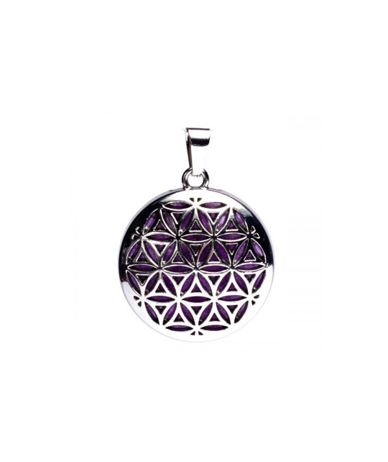 Pendentif Fleur de Vie Métal & améthyste