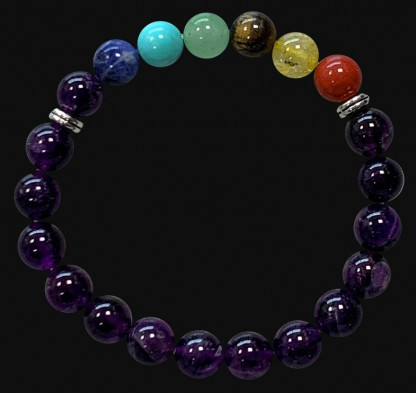 Bracelet Améthyste + 7  pierres de 8mm
