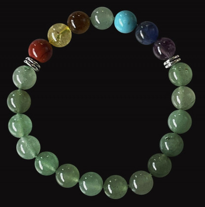 Bracelet Aventurine + 7 Chakras de 8mm