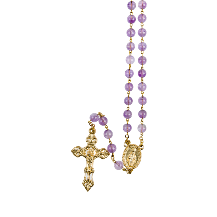 CHAPELET EN PERLES D'AMETHYSTE
