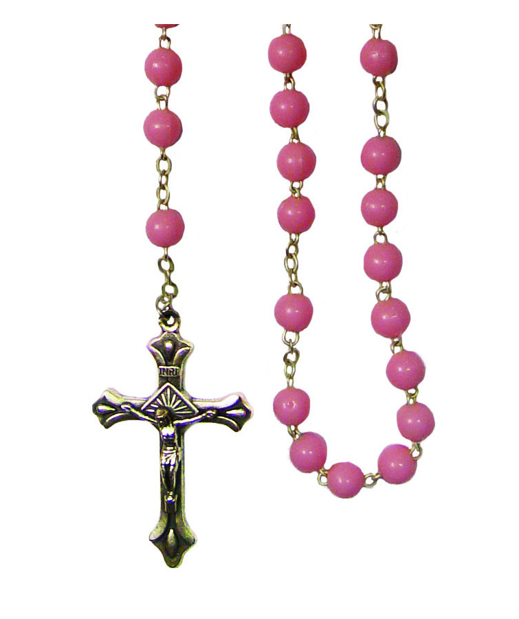 Chapelet Perles Plastique Rose